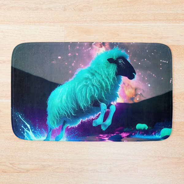 Item preview, Blacklight Style Shaggy Sheep Luminous Leap - Whimsical Animal Art designed and sold by Matt's Artificial Nature.