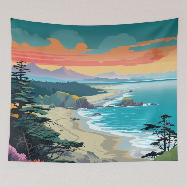 Item preview, A Pop Art Travel Print of the Pacific Rim National Park - British Columbia - Canada designed and sold by StudioRedKoala.