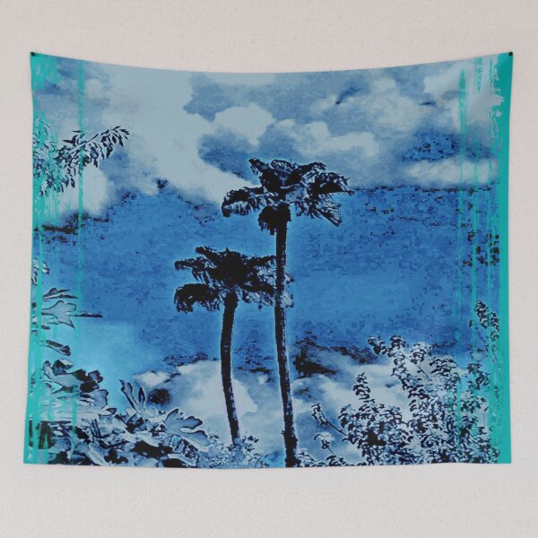 Item preview, Abstrac Blue Tropical View of Palm Trees and clouds by Iritof designed and sold by iritof.