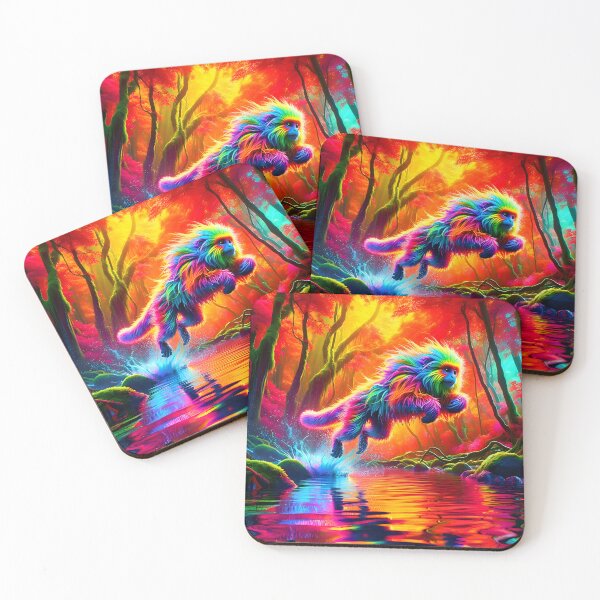 Item preview, Psychedelic Wooly Monkey Leap - Vibrant Jungle Art designed and sold by Matt's Artificial Nature.