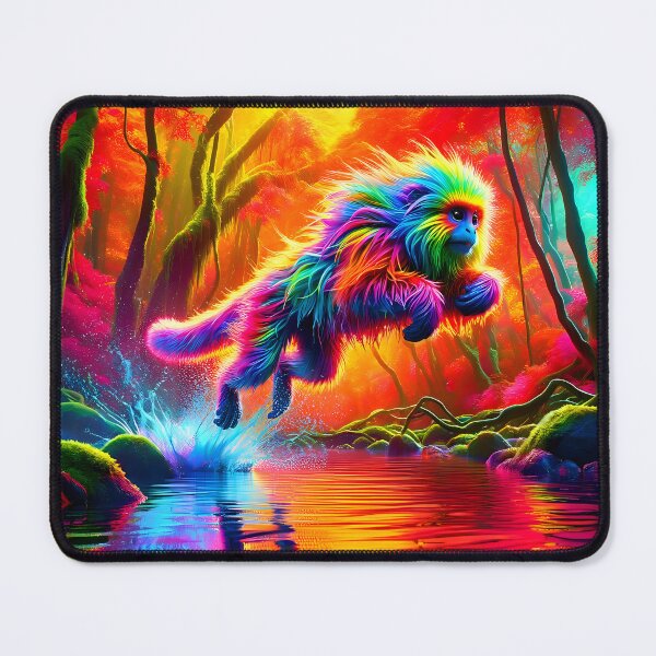 Item preview, Psychedelic Wooly Monkey Leap - Vibrant Jungle Art designed and sold by Matt's Artificial Nature.