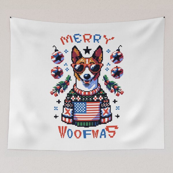 Item preview, Merry Woofmas Happy Basenji Cool USA Sweater Design designed and sold by TheMostLikely.