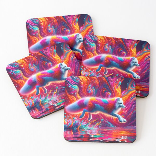 Item preview, Psychedelic Arctic Fox Leap - Vivid Tundra Art designed and sold by Matt's Artificial Nature.