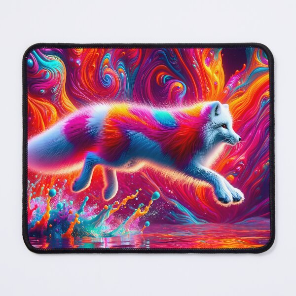 Item preview, Psychedelic Arctic Fox Leap - Vivid Tundra Art designed and sold by Matt's Artificial Nature.