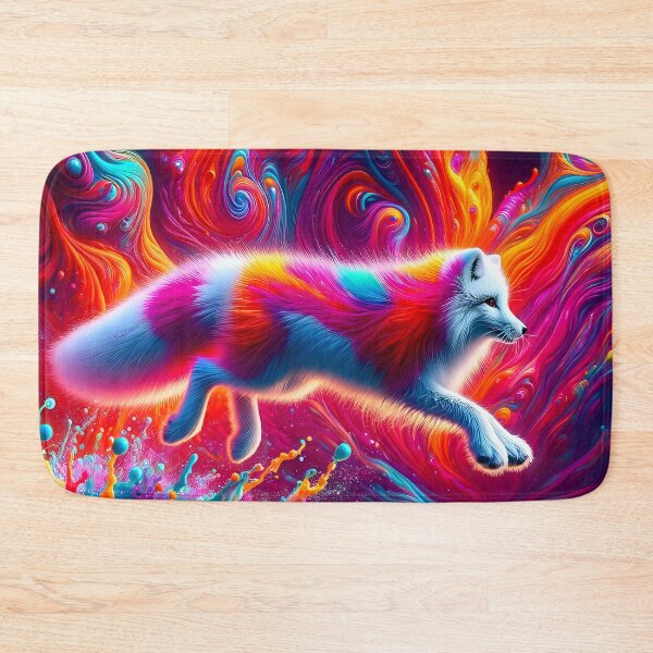 Item preview, Psychedelic Arctic Fox Leap - Vivid Tundra Art designed and sold by Matt's Artificial Nature.