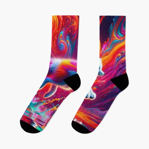 Item preview, Psychedelic Arctic Fox Leap - Vivid Tundra Art designed and sold by Matt's Artificial Nature.