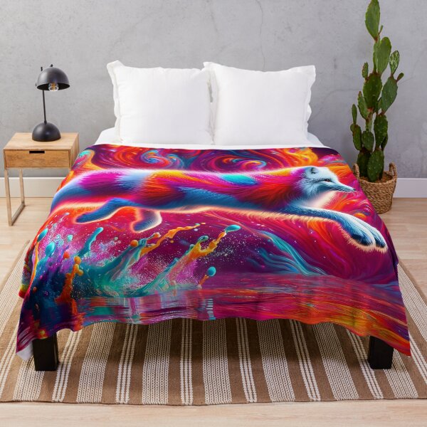 Item preview, Psychedelic Arctic Fox Leap - Vivid Tundra Art designed and sold by Matt's Artificial Nature.