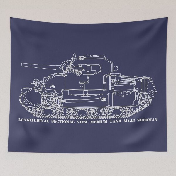 Item preview, M4 A3 Sherman Tank Cross Section Blueprint Diagram designed and sold by MilitaryMart.