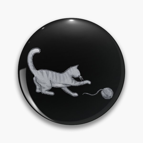 Item preview, Grey Cat playing with wool designed and sold by Bramble and Willow Studio.