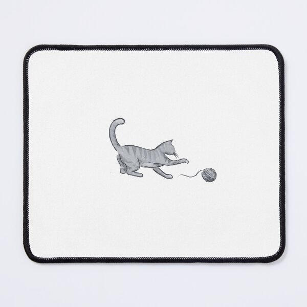 Item preview, Grey Cat playing with wool designed and sold by Bramble and Willow Studio.