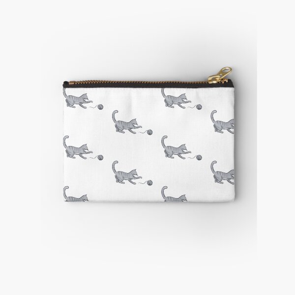 Item preview, Grey Cat playing with wool designed and sold by Bramble and Willow Studio.