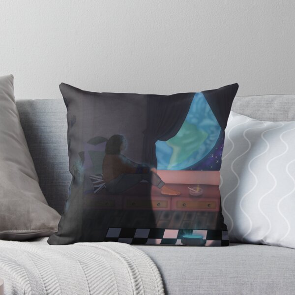 Item preview, Woman relaxing, looking at planet earth and watching the universe pass-by. designed and sold by RedKite-.