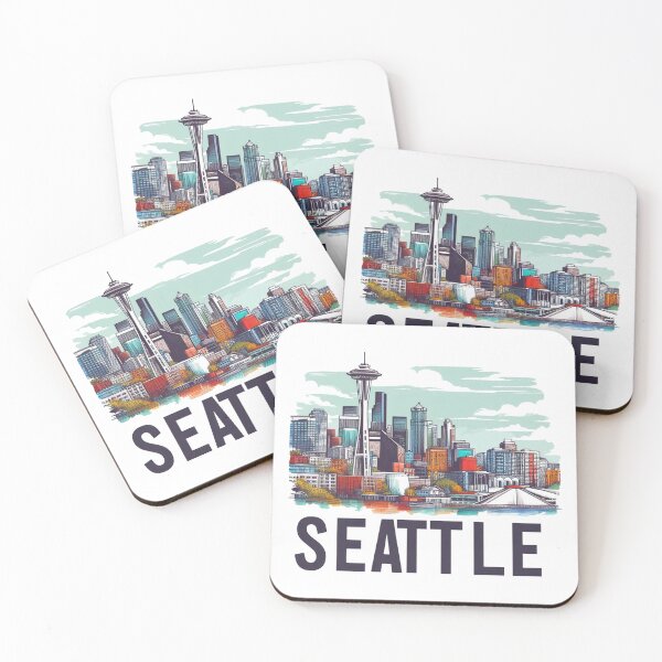 Item preview, Seattle Washington,  Watercolor Illustration designed and sold by PaintMeWorld.