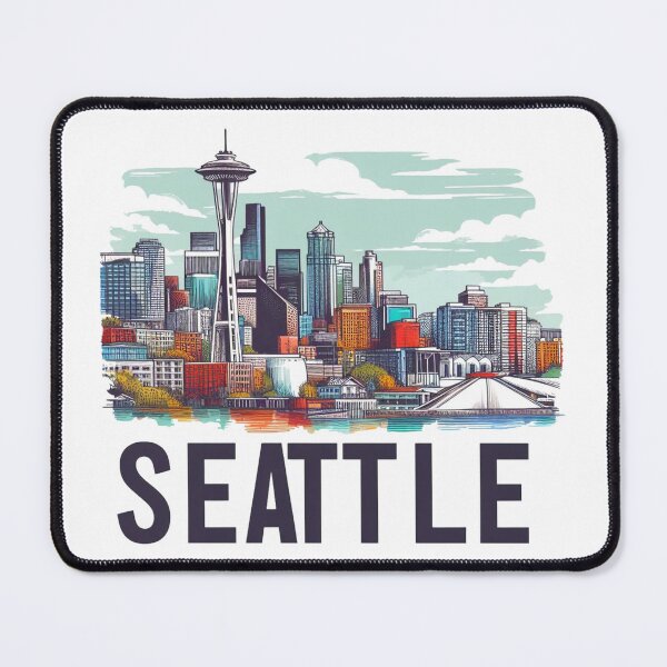 Item preview, Seattle Washington,  Watercolor Illustration designed and sold by PaintMeWorld.