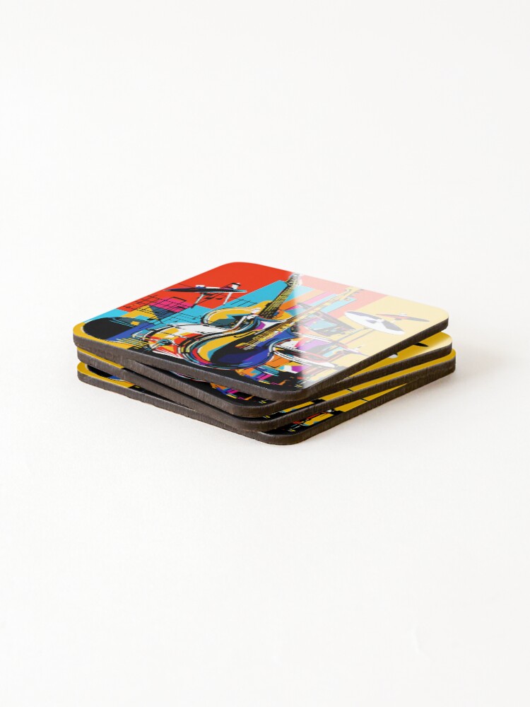 Thumbnail 4 of 5, Coasters (Set of 4), Pop Art Jazz Instruments designed and sold by RalNix.
