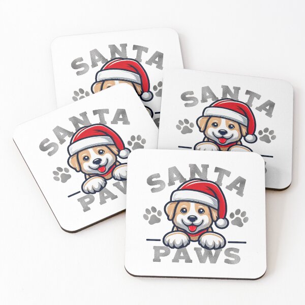 Item preview, Santa Paws in Xmas Festive Silver foil Writing Cute Christmas Dog Design designed and sold by SideKickCreates.