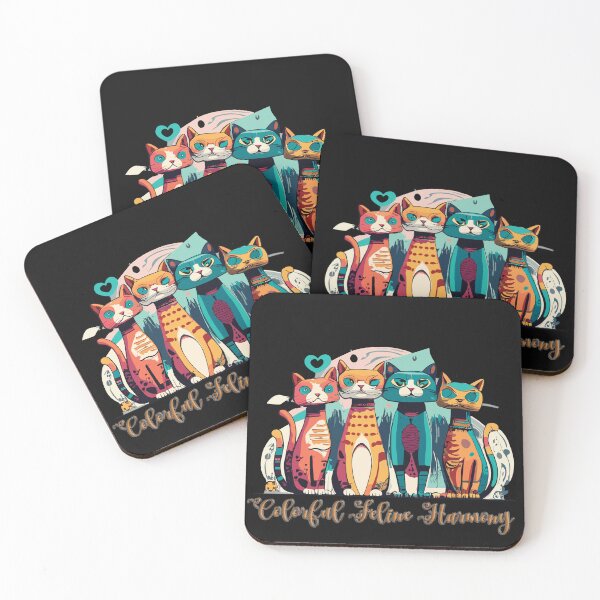 Item preview, Abstract of Four Felines Colorful Harmony designed and sold by Ketique.