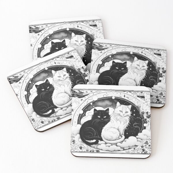 Item preview, Two Cats in a Circle of Stars designed and sold by quantumstar11.
