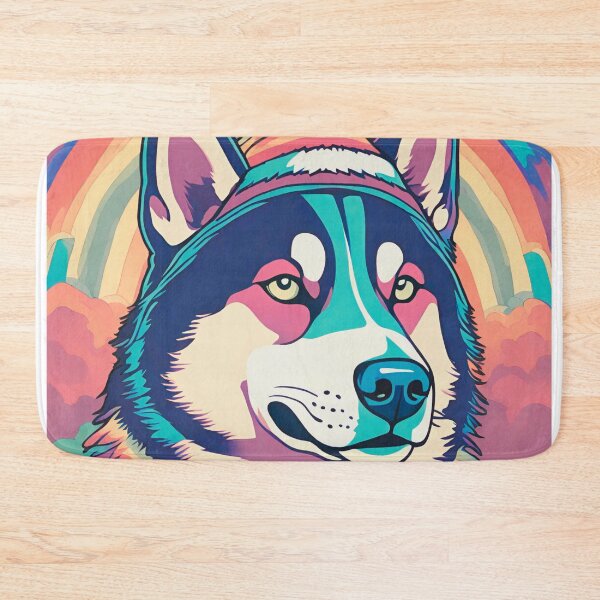Item preview, Retro psychedelic siberian husky designed and sold by amaria56.