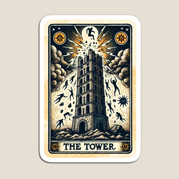 Item preview, The Tower | Old Tarot Card designed and sold by ShadowShelf.
