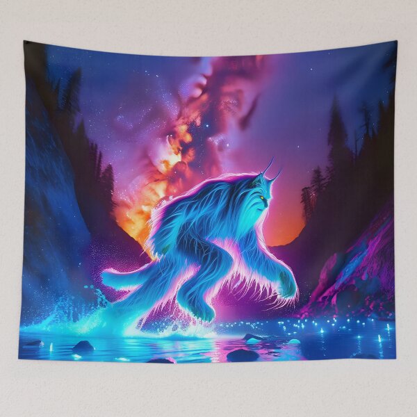 Item preview, Blacklight Style Space Yowie Luminous Leap - Cosmic Fantasy Art designed and sold by Matt's Artificial Nature.