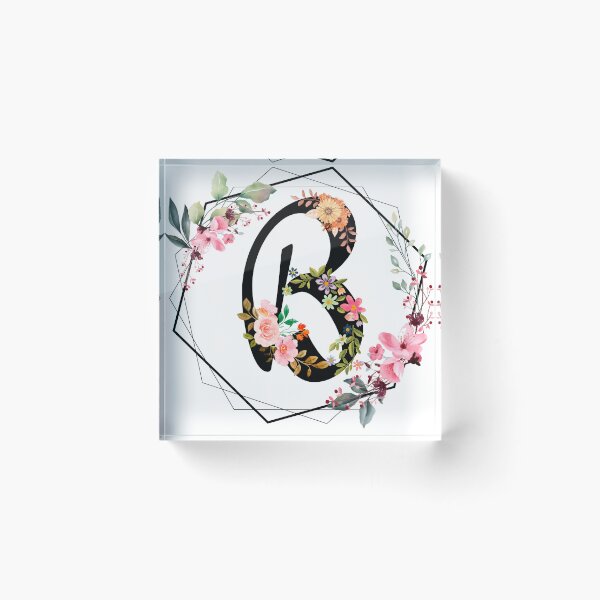 Item preview,  B monogram flowers, watercolor designed and sold by OmikronStore.