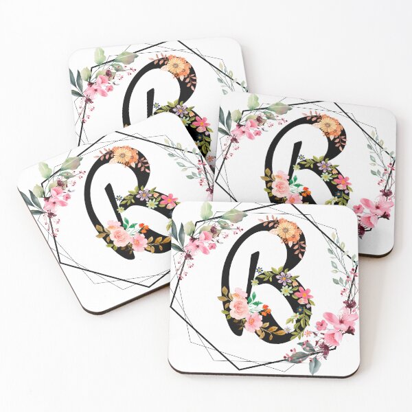 Item preview,  B monogram flowers, watercolor designed and sold by OmikronStore.
