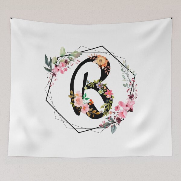 Item preview,  B monogram flowers, watercolor designed and sold by OmikronStore.