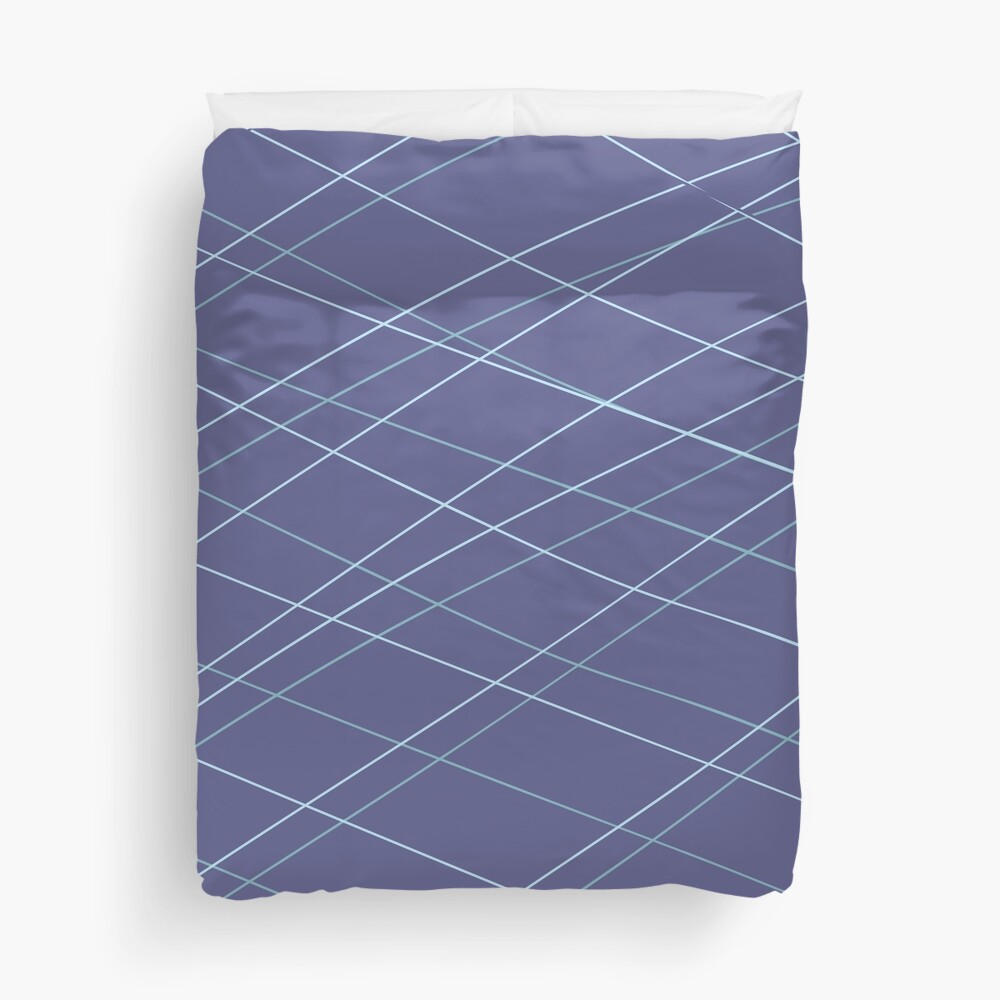 Aqua Balls - Lines in Prussian Blue Duvet Cover