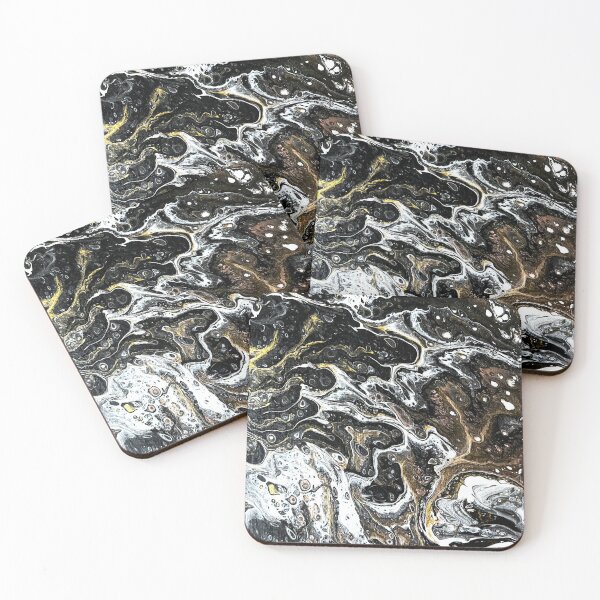 Item preview, Black, Gold and White Acrylic Pour designed and sold by zibziby.