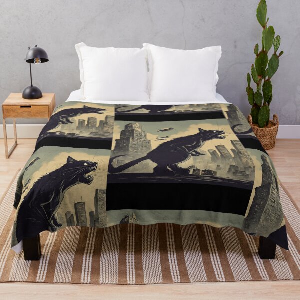 Item preview, Catzilla Attacking The City Vintage Color Illustration Design designed and sold by EarthArtDesigns.
