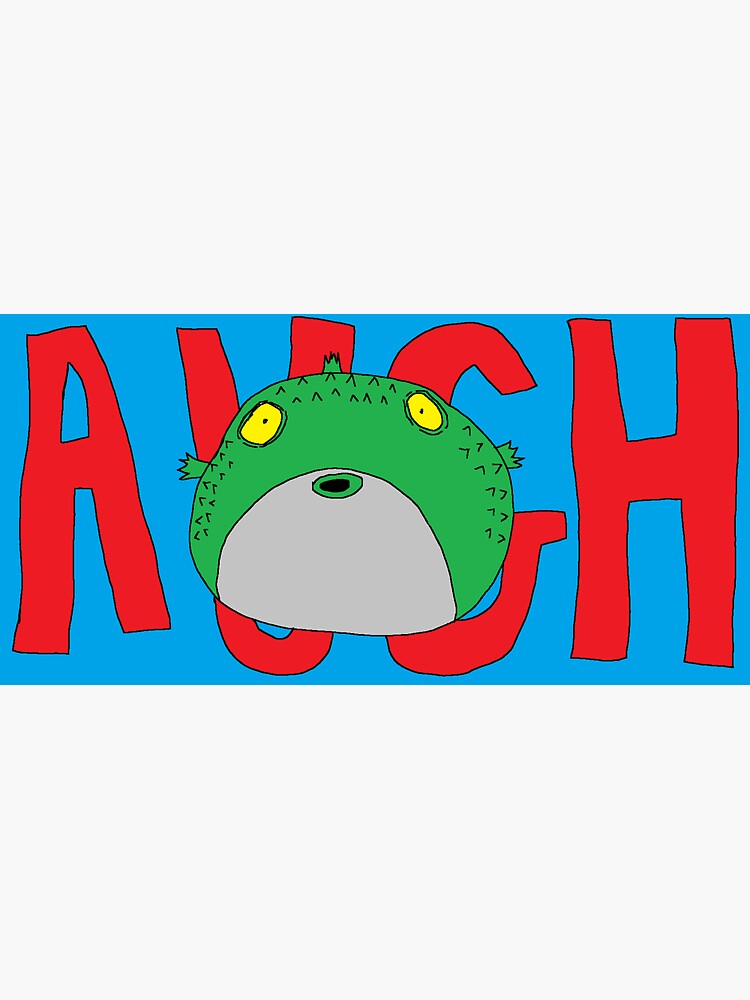 Thumbnail 3 of 3, Sticker, AUGH: A Pufferfish Meme designed and sold by Cactusknax.