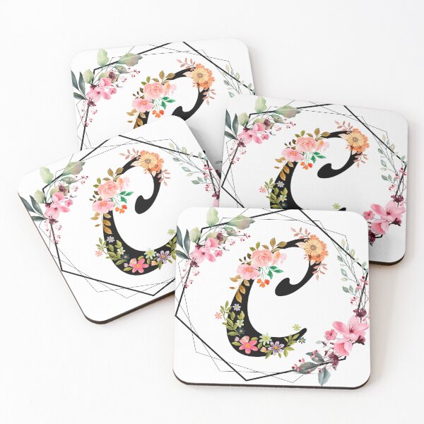 Item preview,  C monogram flowers, watercolor designed and sold by OmikronStore.