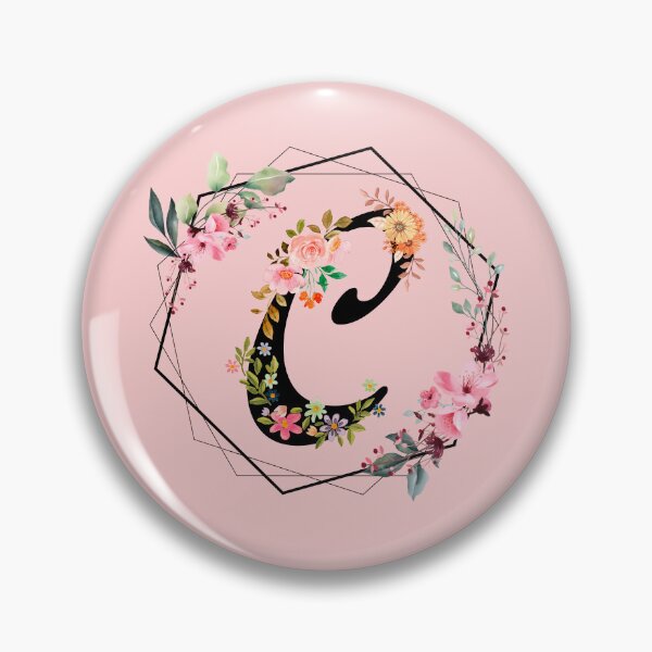 Item preview,  C monogram flowers, watercolor designed and sold by OmikronStore.