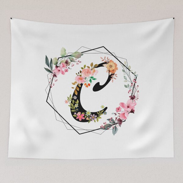 Item preview,  C monogram flowers, watercolor designed and sold by OmikronStore.