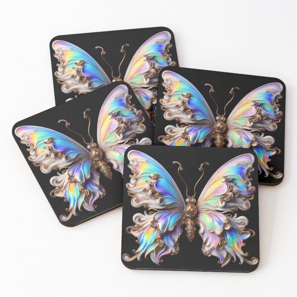 Item preview, A 3D porcelain sculpture of a colorful butterfly designed and sold by AI-Only Creations.
