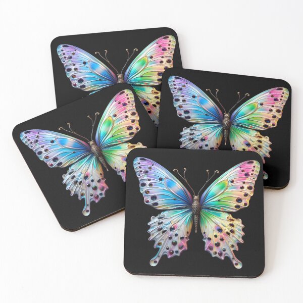 Item preview, A 3D porcelain sculpture of a colorful butterfly designed and sold by AI-Only Creations.