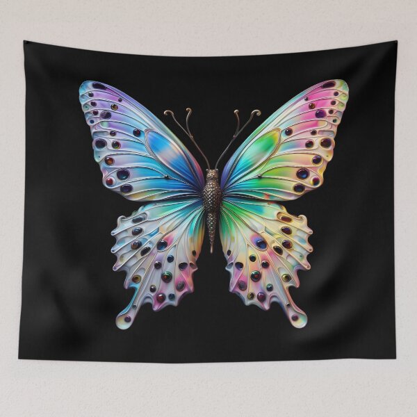 Item preview, A 3D porcelain sculpture of a colorful butterfly designed and sold by AI-Only Creations.