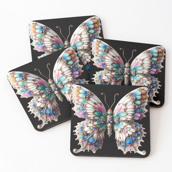 Item preview, A 3D porcelain sculpture of a colorful butterfly designed and sold by AI-Only Creations.