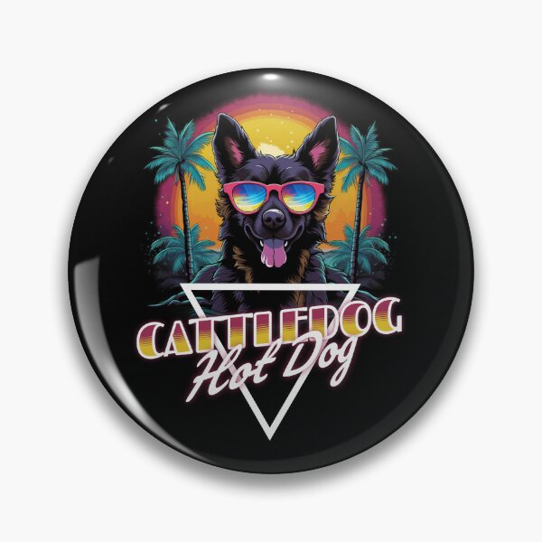Item preview, Retro Wave Cattledog Hot Dog Shirt designed and sold by RedDesignSyc.