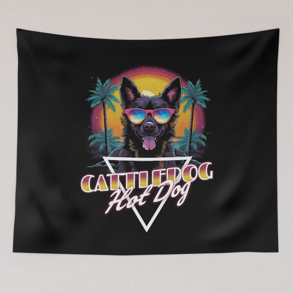 Item preview, Retro Wave Cattledog Hot Dog Shirt designed and sold by RedDesignSyc.