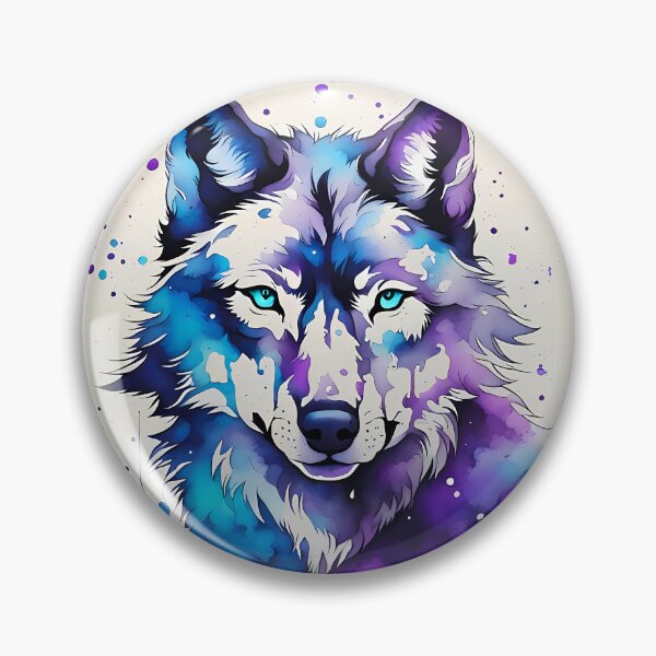 Item preview, Wolf - Purple & Blue Ink Splatter Art - AI Generated designed and sold by FirebirdCD.