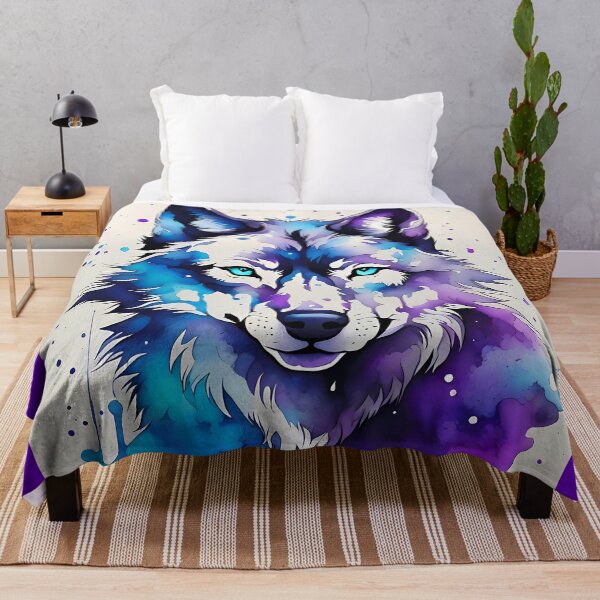 Item preview, Wolf - Purple & Blue Ink Splatter Art - AI Generated designed and sold by FirebirdCD.
