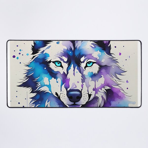 Item preview, Wolf - Purple & Blue Ink Splatter Art - AI Generated designed and sold by FirebirdCD.