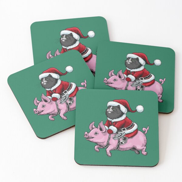Item preview, Santa Claws Cat and a Flying Piggy designed and sold by KilkennyCat Art.