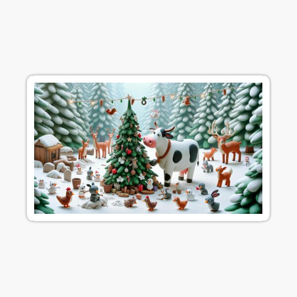 Item preview, Festive Vintage Christmas Tree Snowy Scene designed and sold by CountryBreezes.