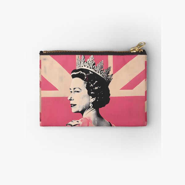 Item preview, Regal Fusion: la reina Isabel en rosa chicle con Union Jack: una fusión de arte pop y arte callejero designed and sold by OlfactoART Studio.