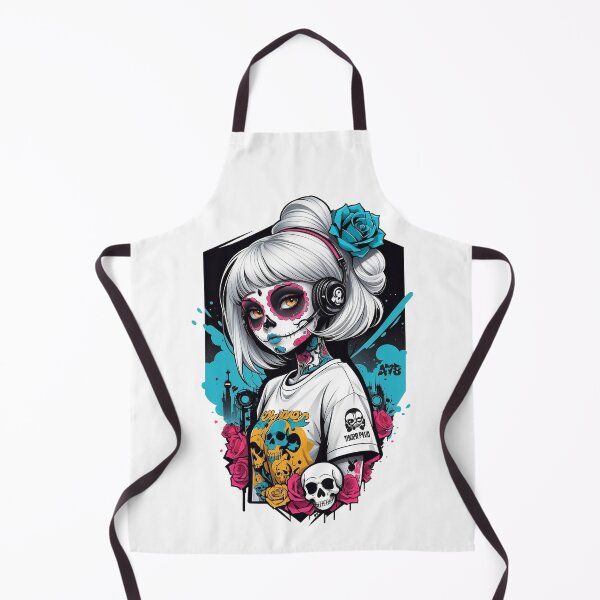 Item preview, Sugar Skull Girl with White Hair & Headphones designed and sold by A78-Designs.