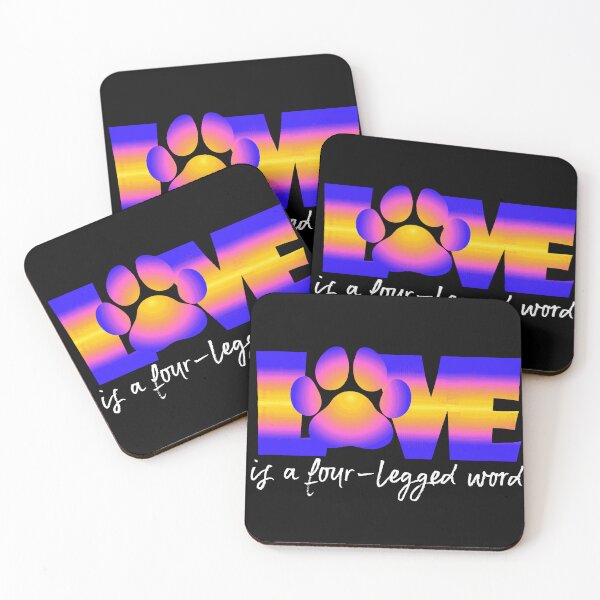 Item preview, Love is a Four-Legged Word Ocean Sunset Ombre White Letters designed and sold by HeidiMyersArt.