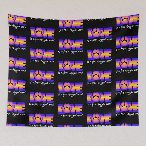 Item preview, Love is a Four-Legged Word Ocean Sunset Ombre White Letters designed and sold by HeidiMyersArt.